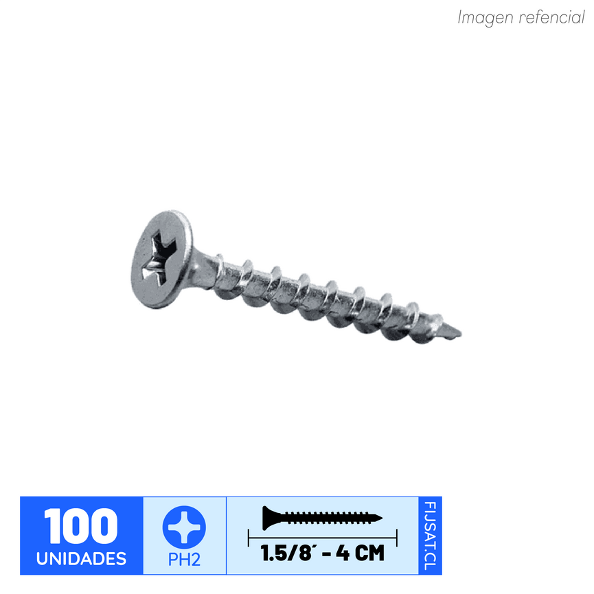 TORNILLO VOLCANITA CRS 6 X 1.5/8 ZN. (100un)