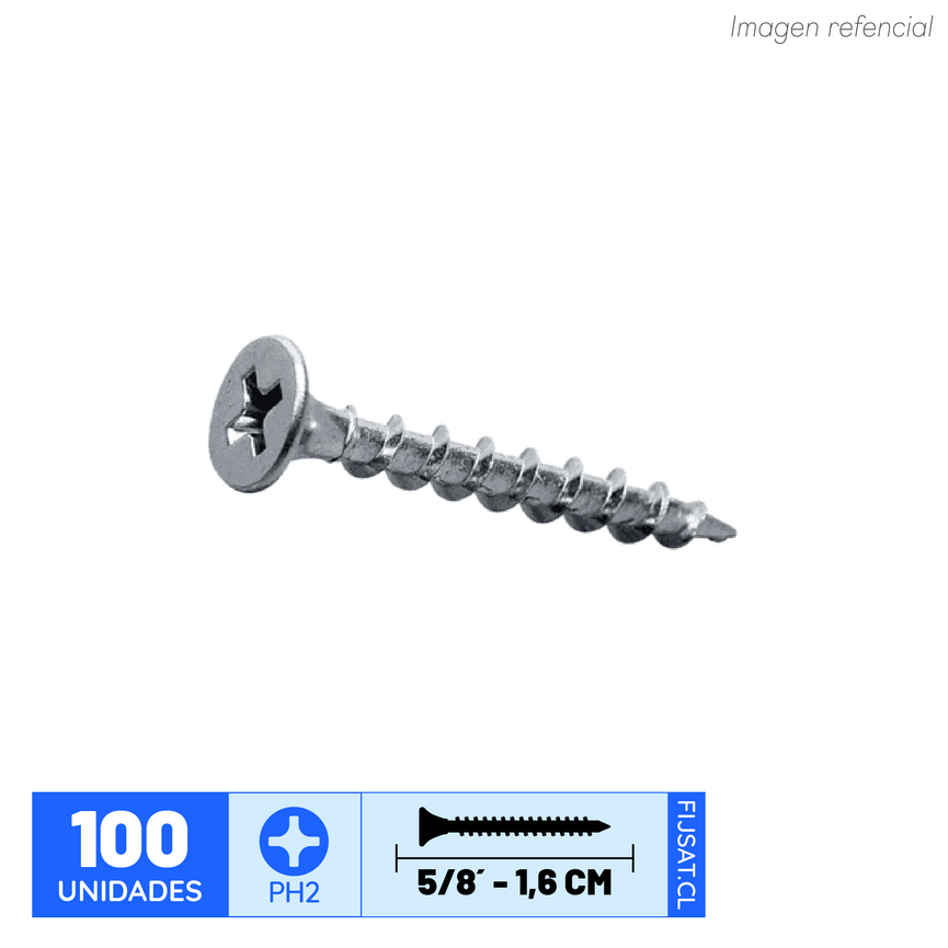 TORNILLO VOLCANITA CRS 6 X 5/8 ZN. (100un)