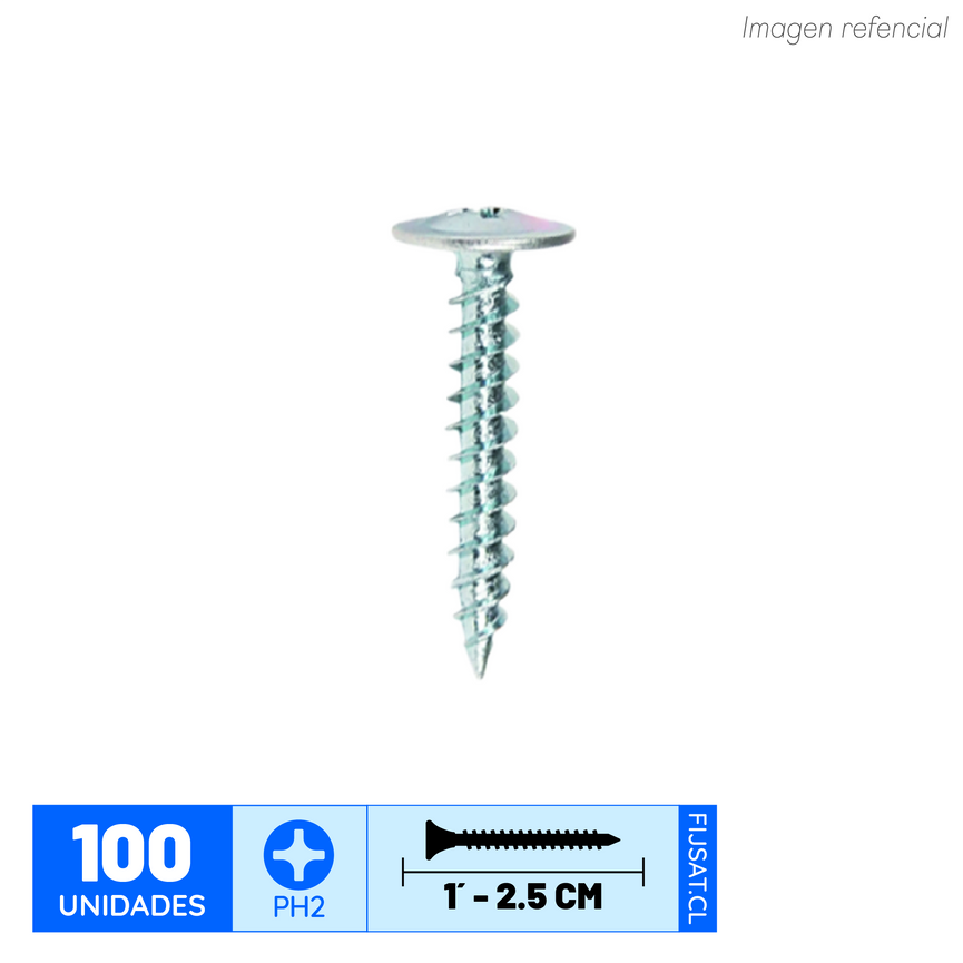 TORNILLO TRUSS 8 X 1" P.FINA ZN. (100un)