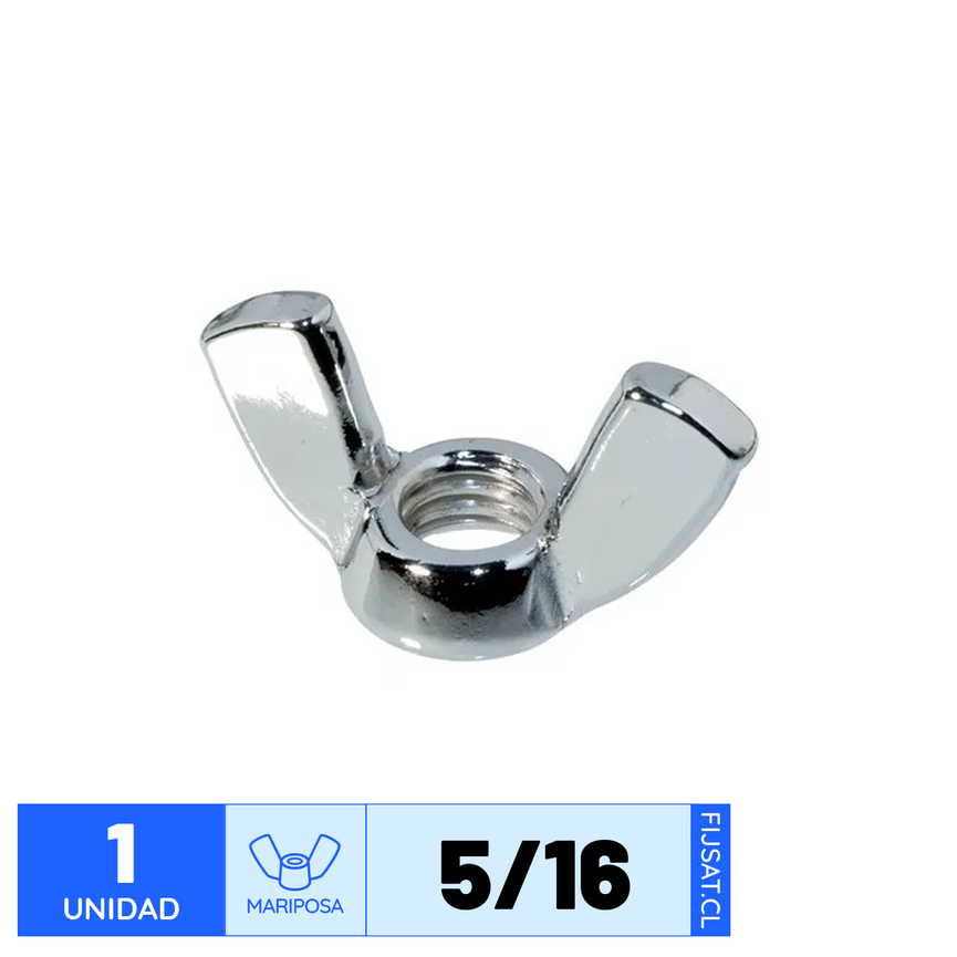 TUERCA MARIPOSA ACERO SOLIDO 5/16 ZN