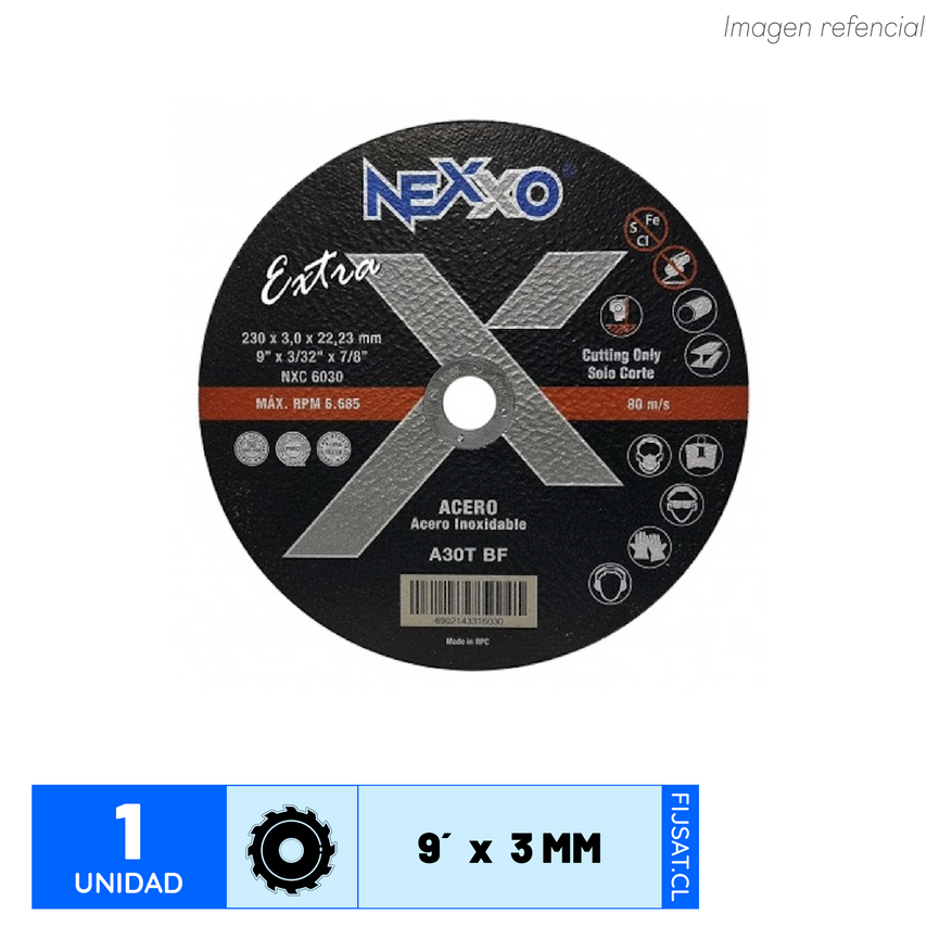 DISCO CORTE 9 X 3.0 MM INOX