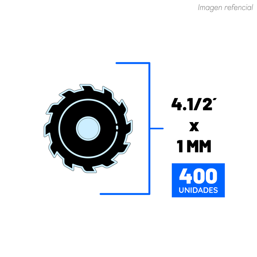 DISCO CORTE 4.1/2 - 1MM INOX 400un.