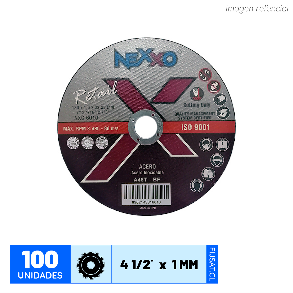 DISCO CORTE 4.1/2 - 1MM INOX 100un.