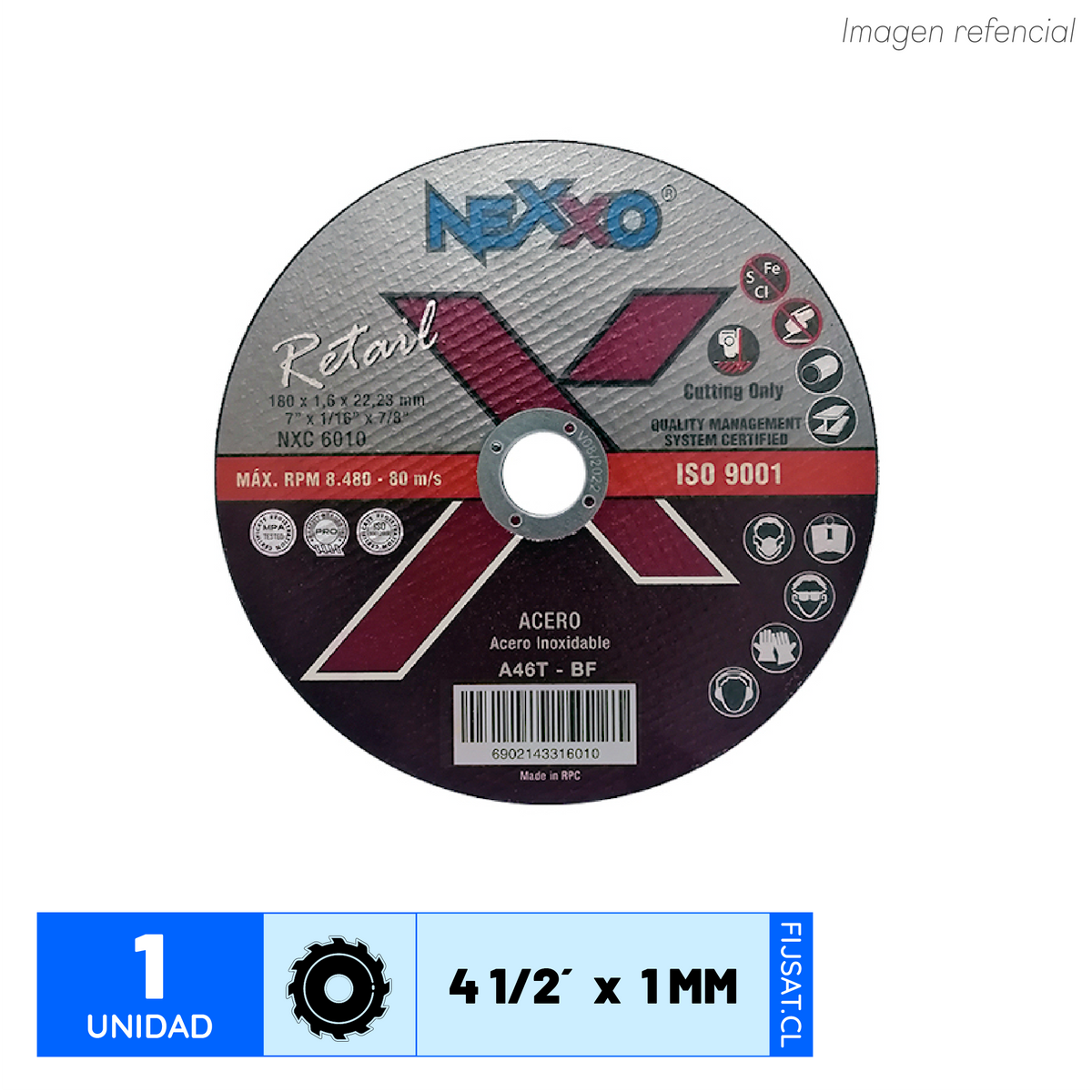 DISCO CORTE 4.1/2 - 1MM INOX