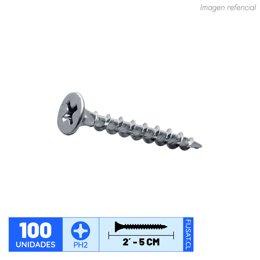 TORNILLO VOLCANITA CRS 6 X 2" ZN. (100un)