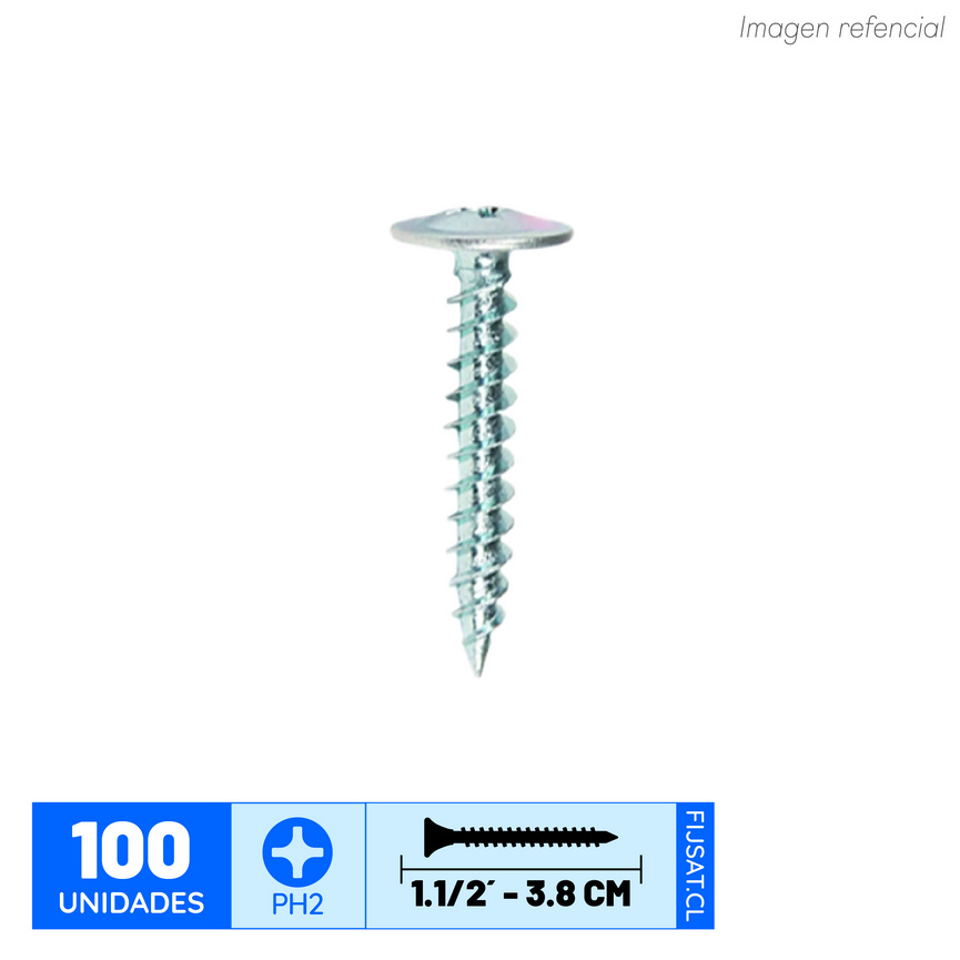 TORNILLO TRUSS 8 X 1 1/2 " P.FINA ZN. (100un)