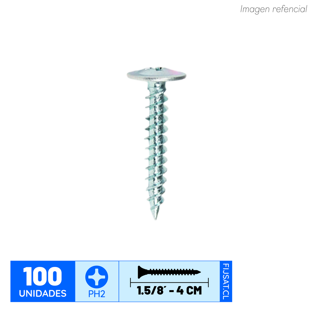 TORNILLO TRUSS 8 X 1,5/8 P.FINA ZN. (100un)