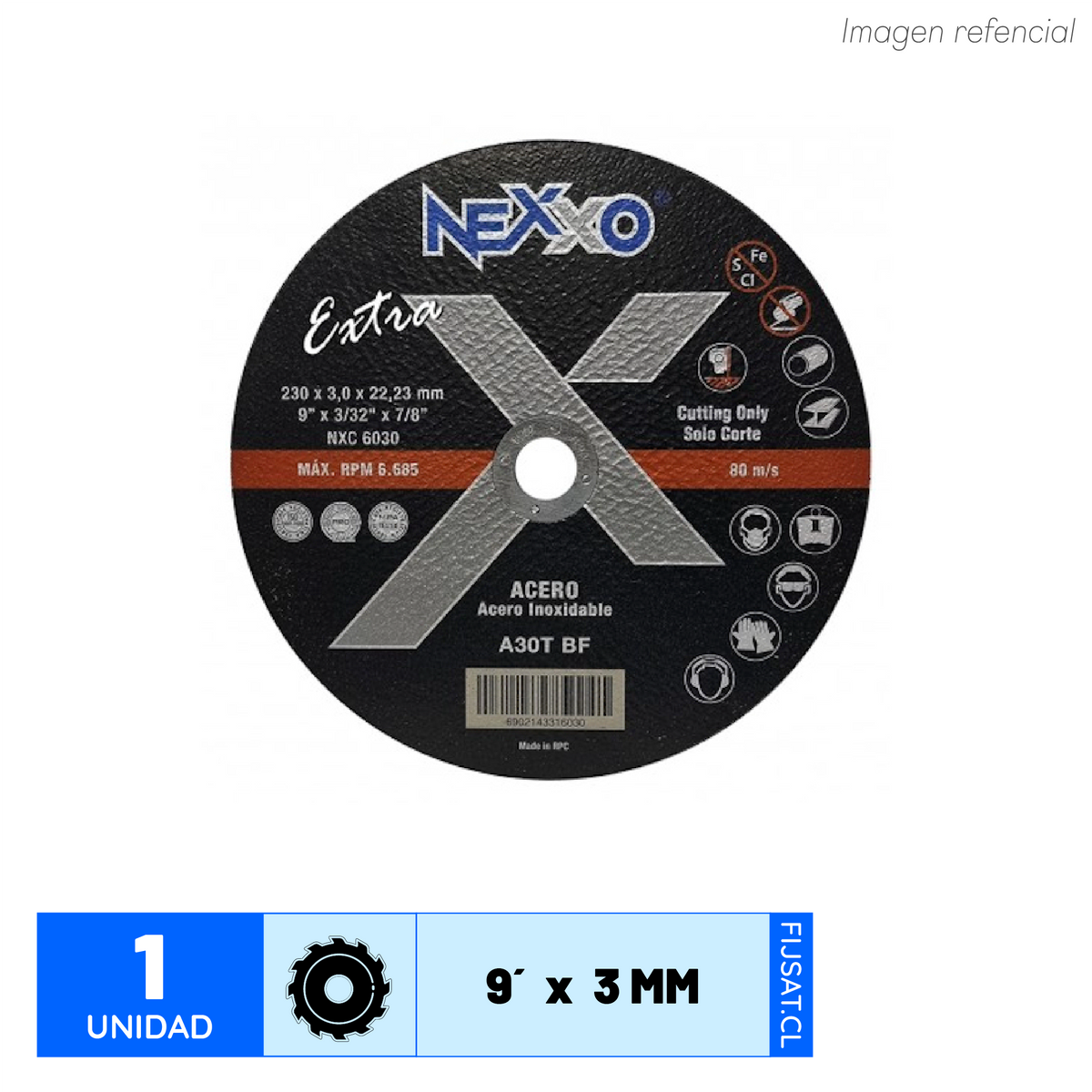 DISCO CORTE 9 X 3.0 MM INOX