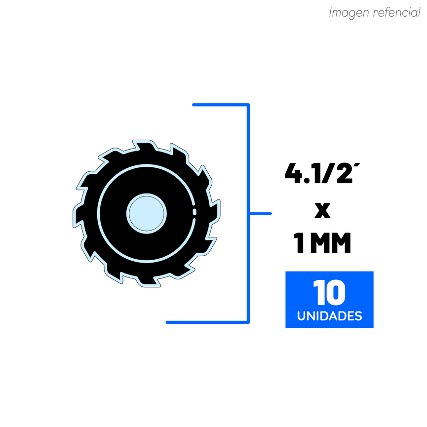 DISCO CORTE 4.1/2 - 1MM INOX 10un.